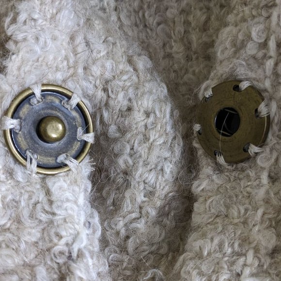 Free People Tan Beige Boucle Alpaca Blend Oversized Snap-Front Sweater - size XS - Picture 11 of 15